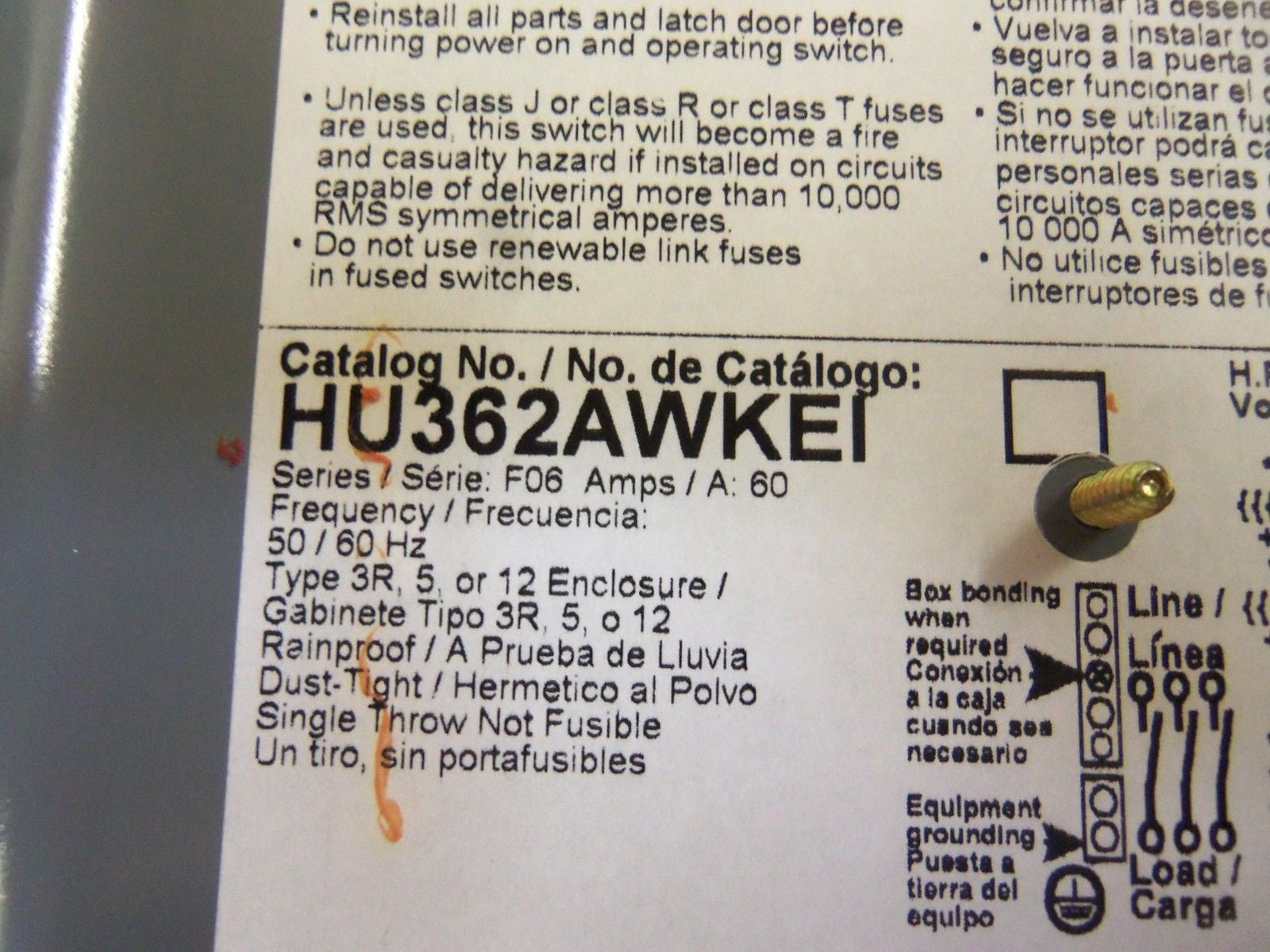 SQUARE D HU362AWKEI SAFETY SWITCH *NEW IN BOX*