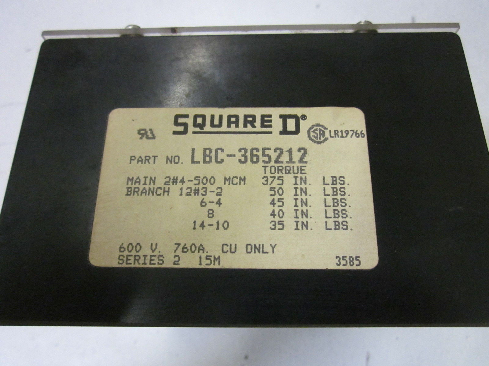 SQUARE D LBC-365212 (SMALL CRACK) *USED*
