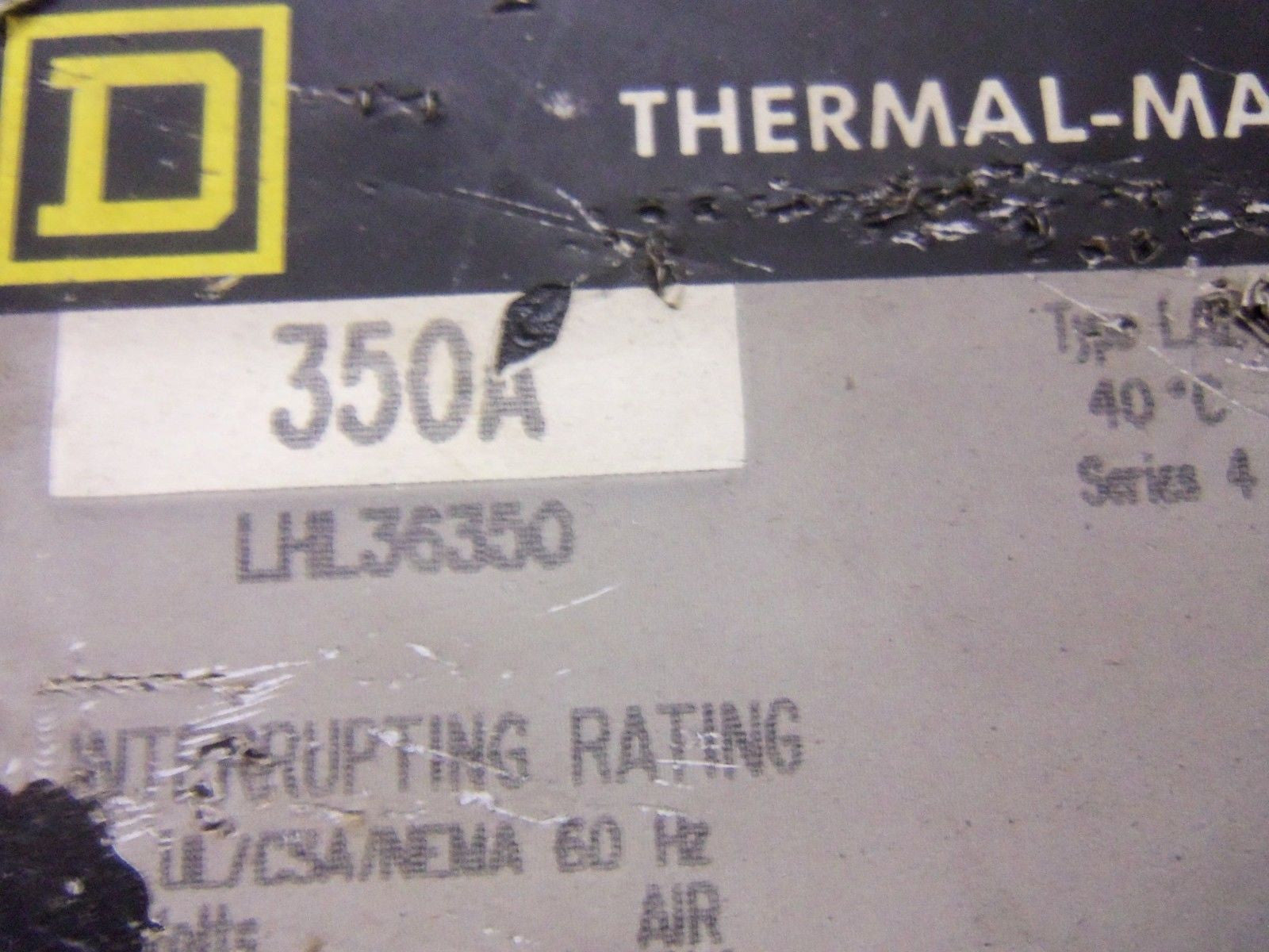 SQUARE D LHL36350 THERMAL-MAGNETIC CIRCUIT BREAKER 350A *USED*