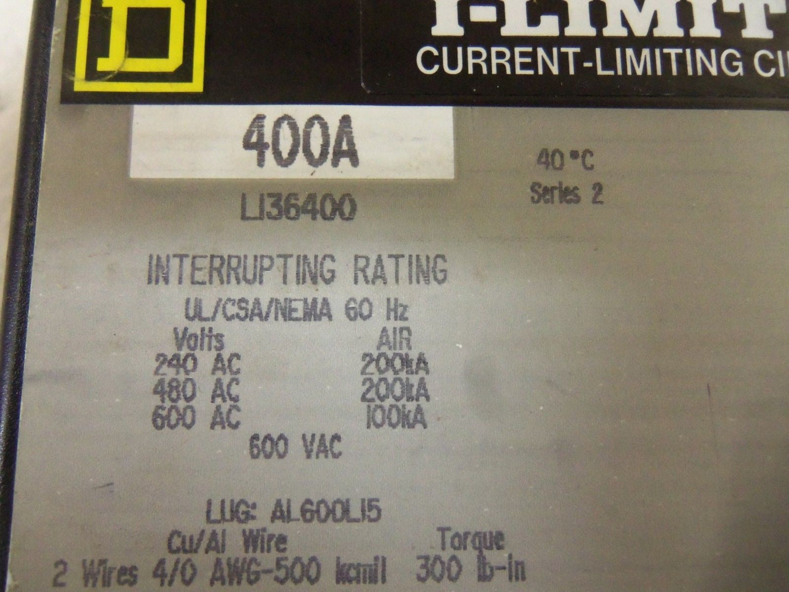 SQUARE D LI36400 CIRCUIT BREAKER *NEW IN BOX*