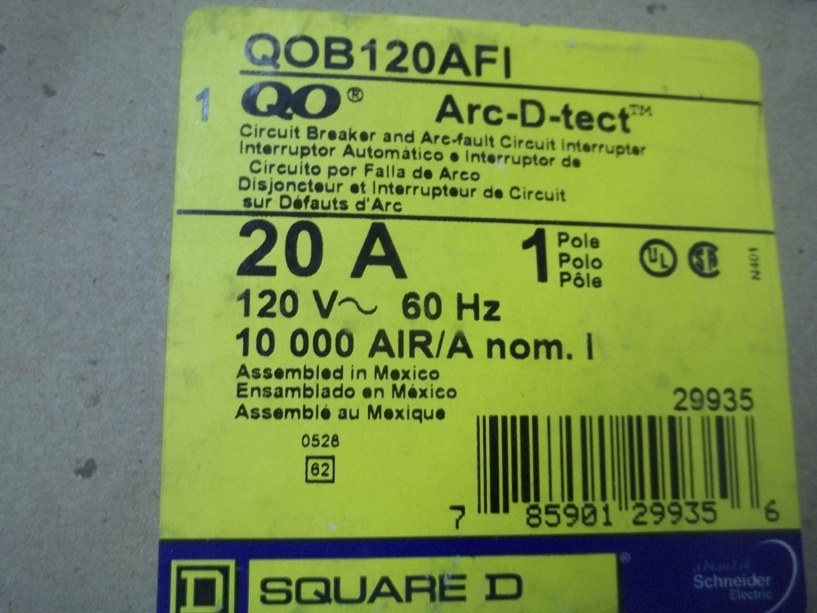 SQUARE D QOB120AFI CIRCUIT BREAKER *NEW IN BOX*