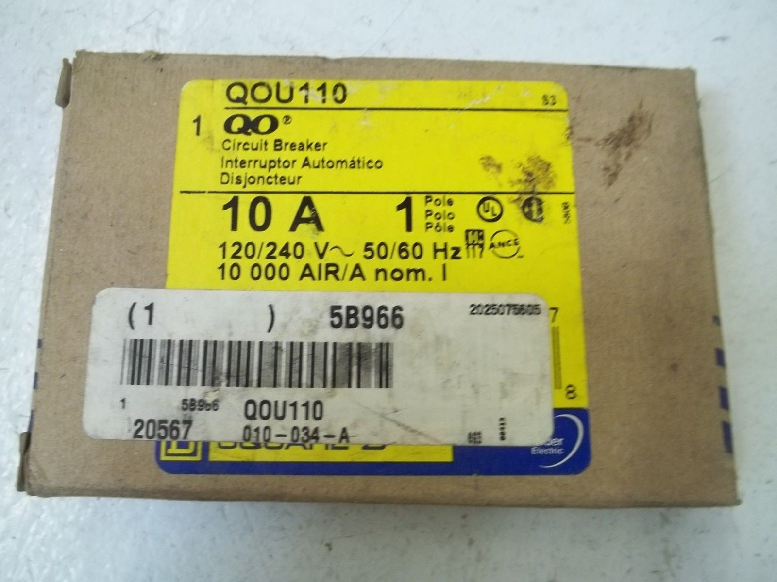 SQUARE D QOU110 CIRCUIT BREAKER 10A *NEW IN BOX*