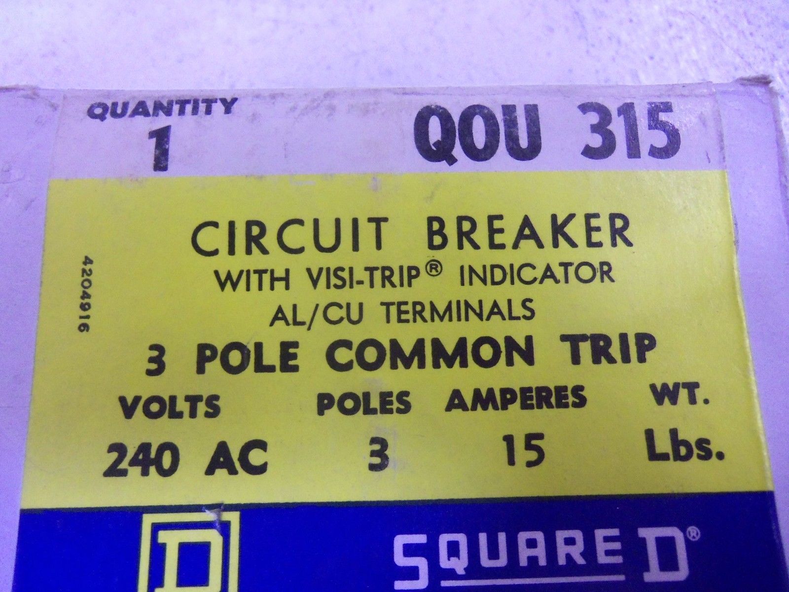 SQUARE D QOU315 CIRCUIT BREAKER *NEW IN BOX*