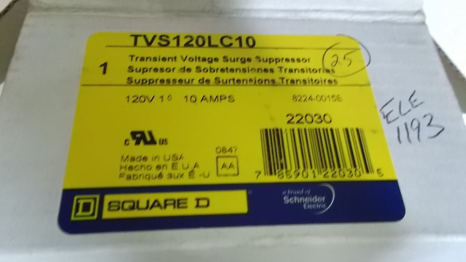 SQUARE D SURGELOGIC SURGE PROTECTIVE DEVICE TVS120LC10 *NEW IN BOX*