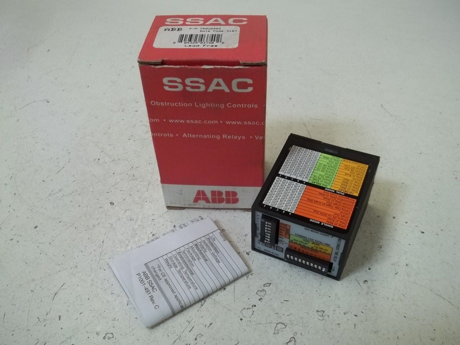 SSAC TRUD24A3 TIME DELAY RELAY 24VAC/DC  *NEW IN BOX*