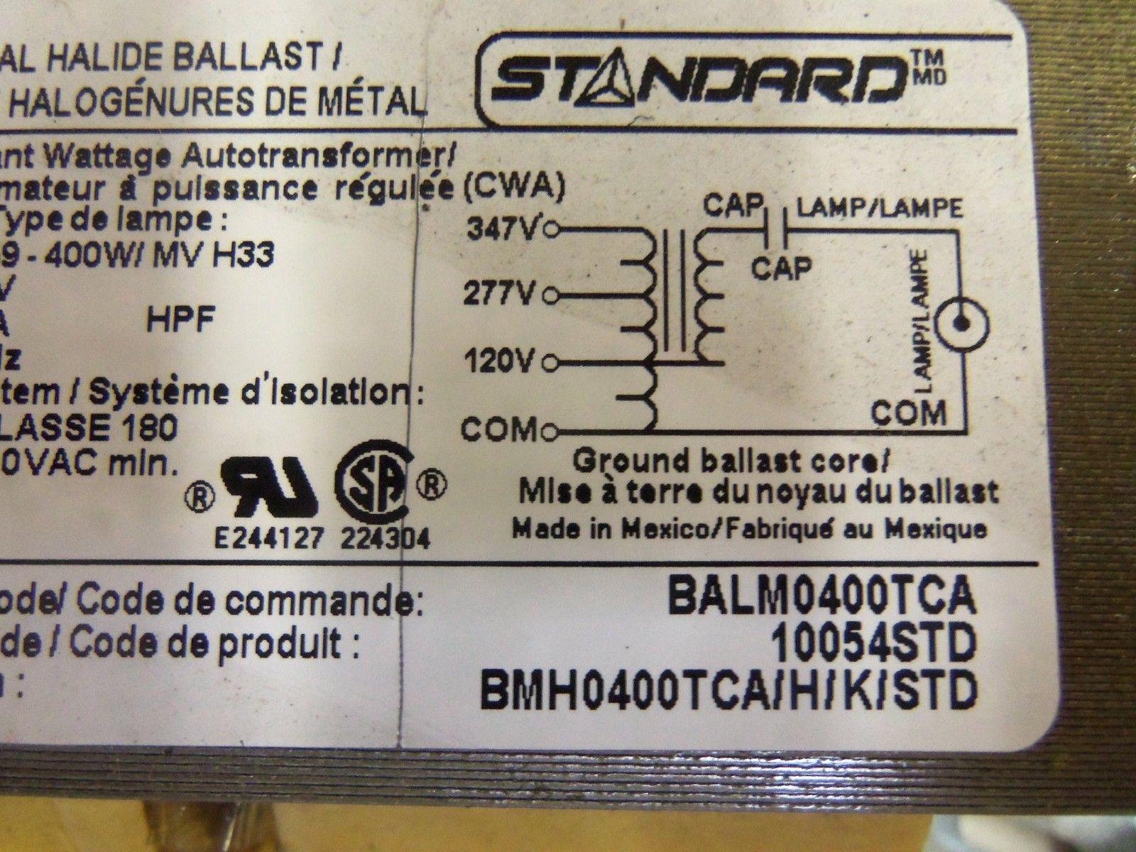 STANDARD BMH0400TCA/H/K/STD HIGH PRESSURE BALLAST KIT *NEW IN BOX*