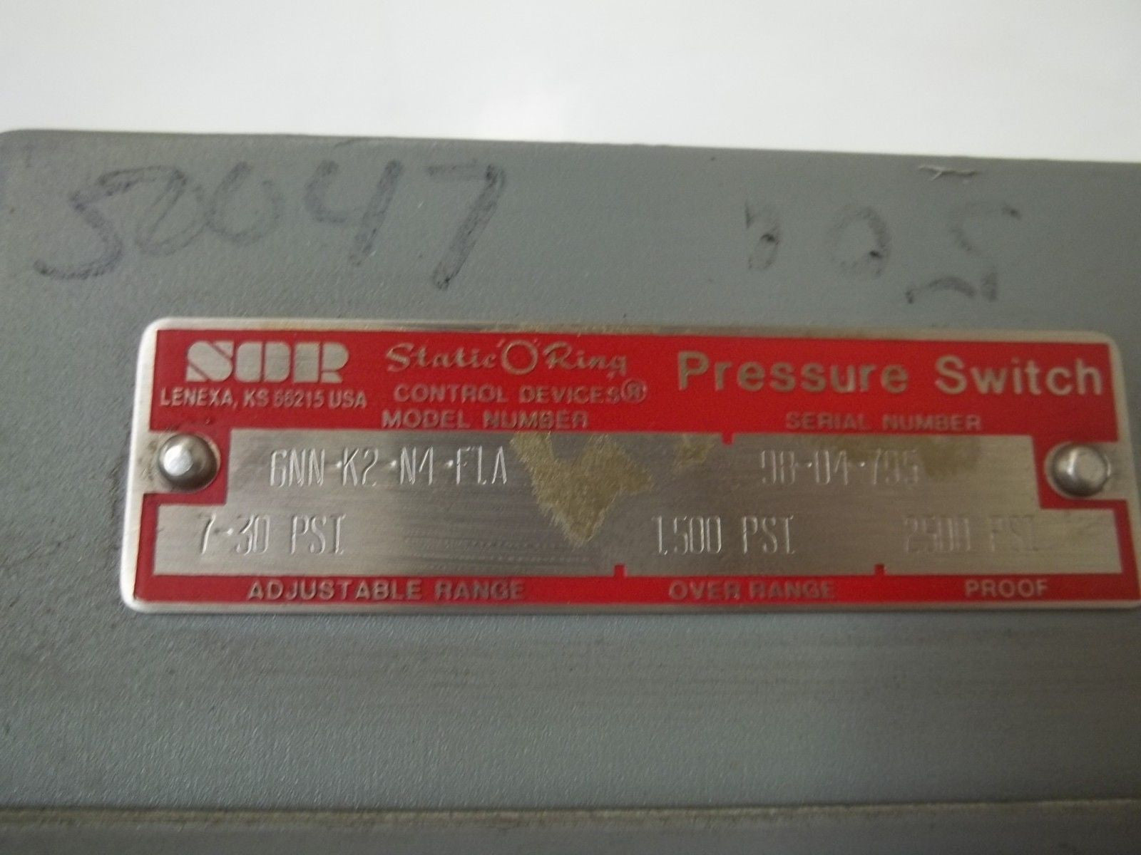 SOR 6NN-K2-N4-F1A PRESSURE SWITCH *USED*