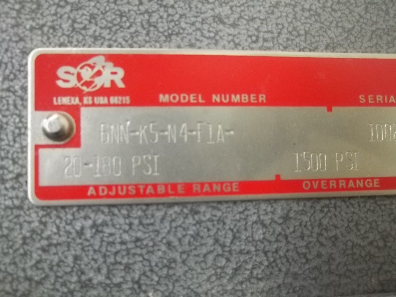 SOR 6NN-K5-N4-F1A-20-180PSI PRESSURE SWITCH 1500PSI*NEW NO BOX*