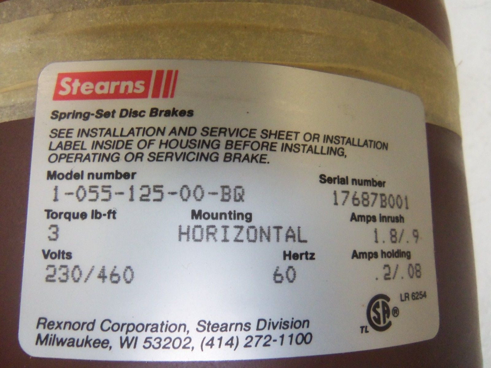 STEARNS 1055-125-00-BQ *NEW IN BOX*