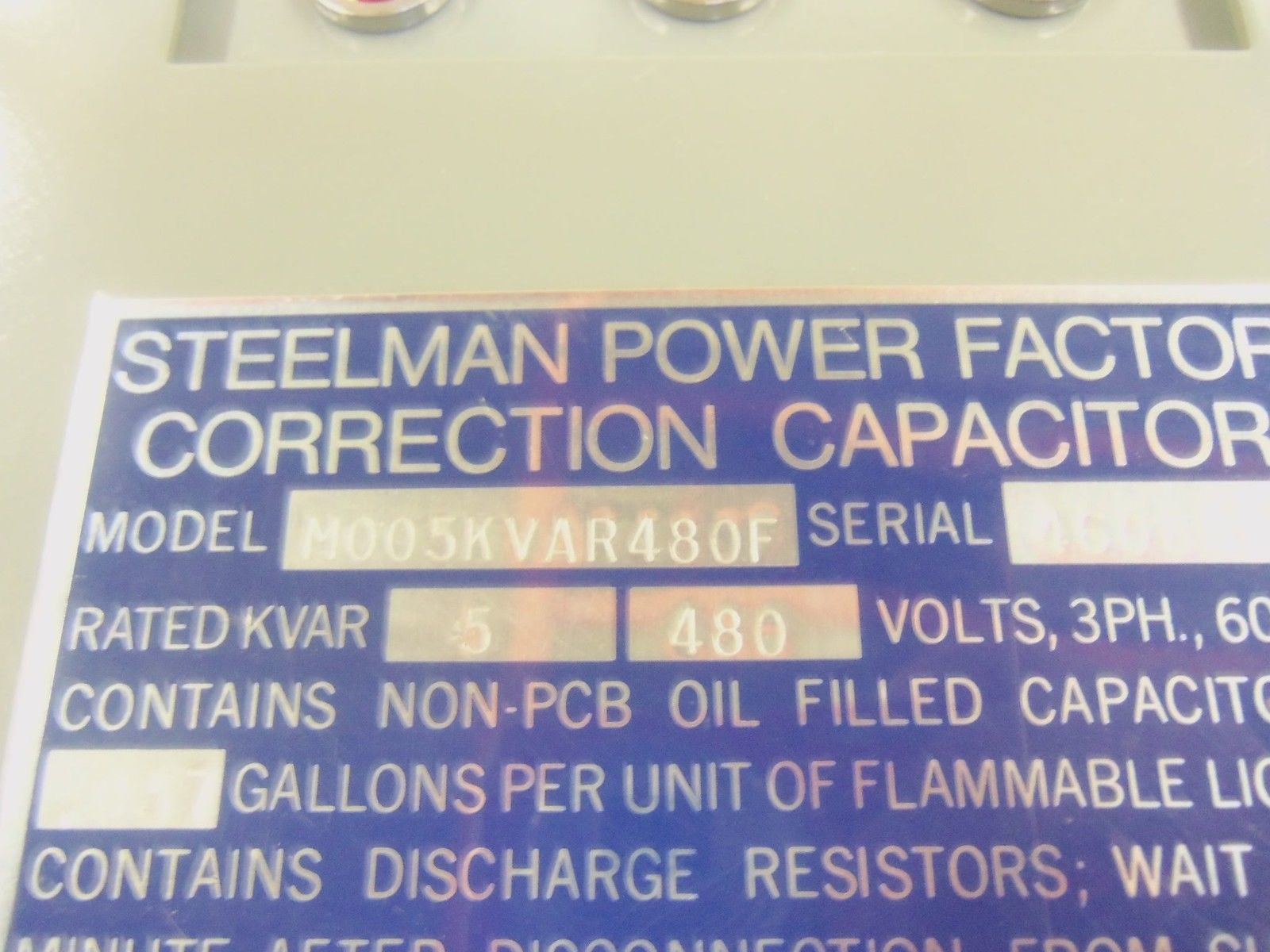 STEELMAN M005KVAR480F POWER FACTOR CORRECTION CAPACITOR *NEW NO BOX*