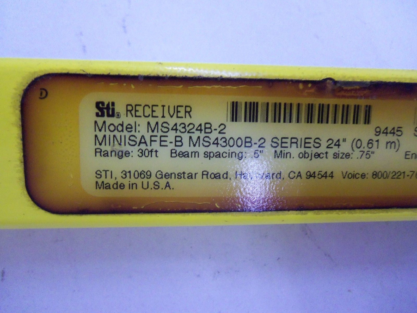 STI MINISAFE-B MS4324B-2 RECEIVER 24" RANGE: 30FT *USED*