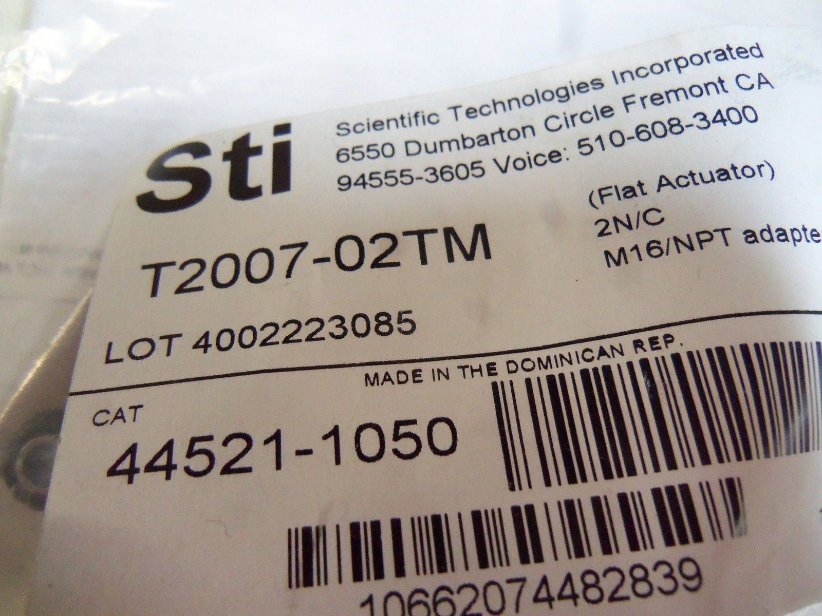 STI T2007-02TM SAFETY SWITCH 44521-1050 *NEW IN FACTORY BAG*