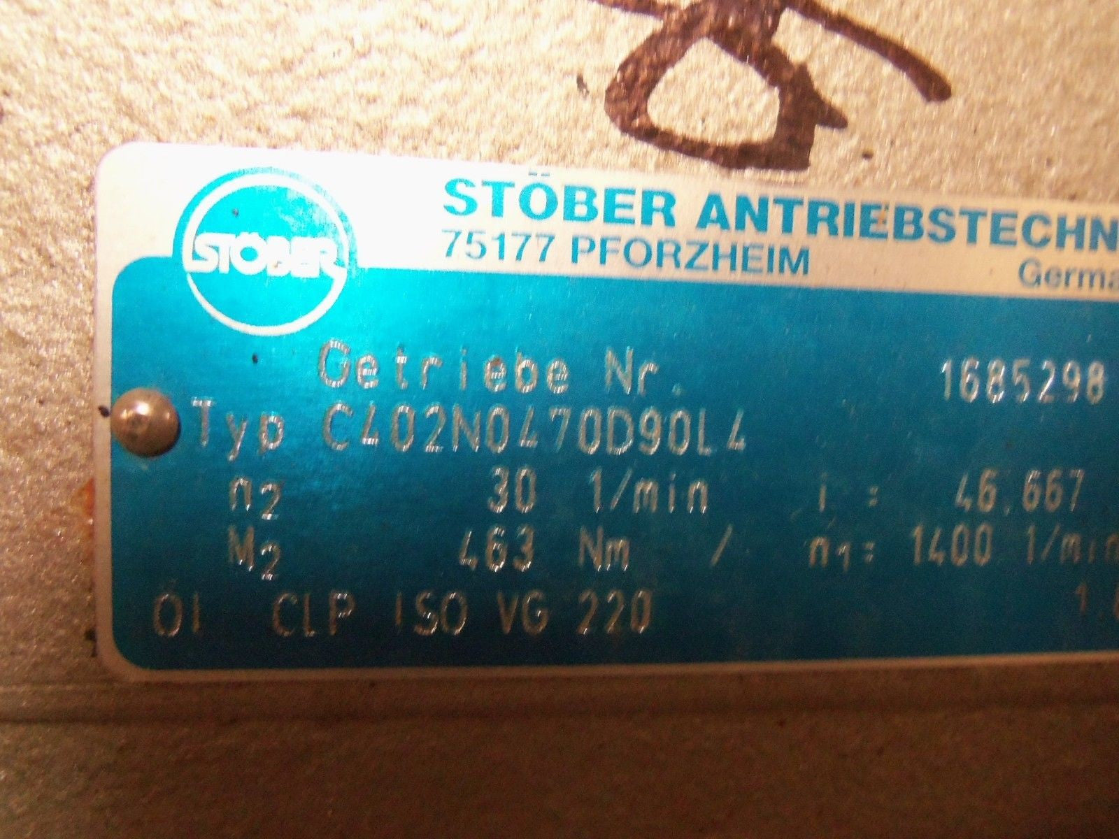 STOBER C402N0470D90L4 GEAR MOTOR *AS PICTURED*