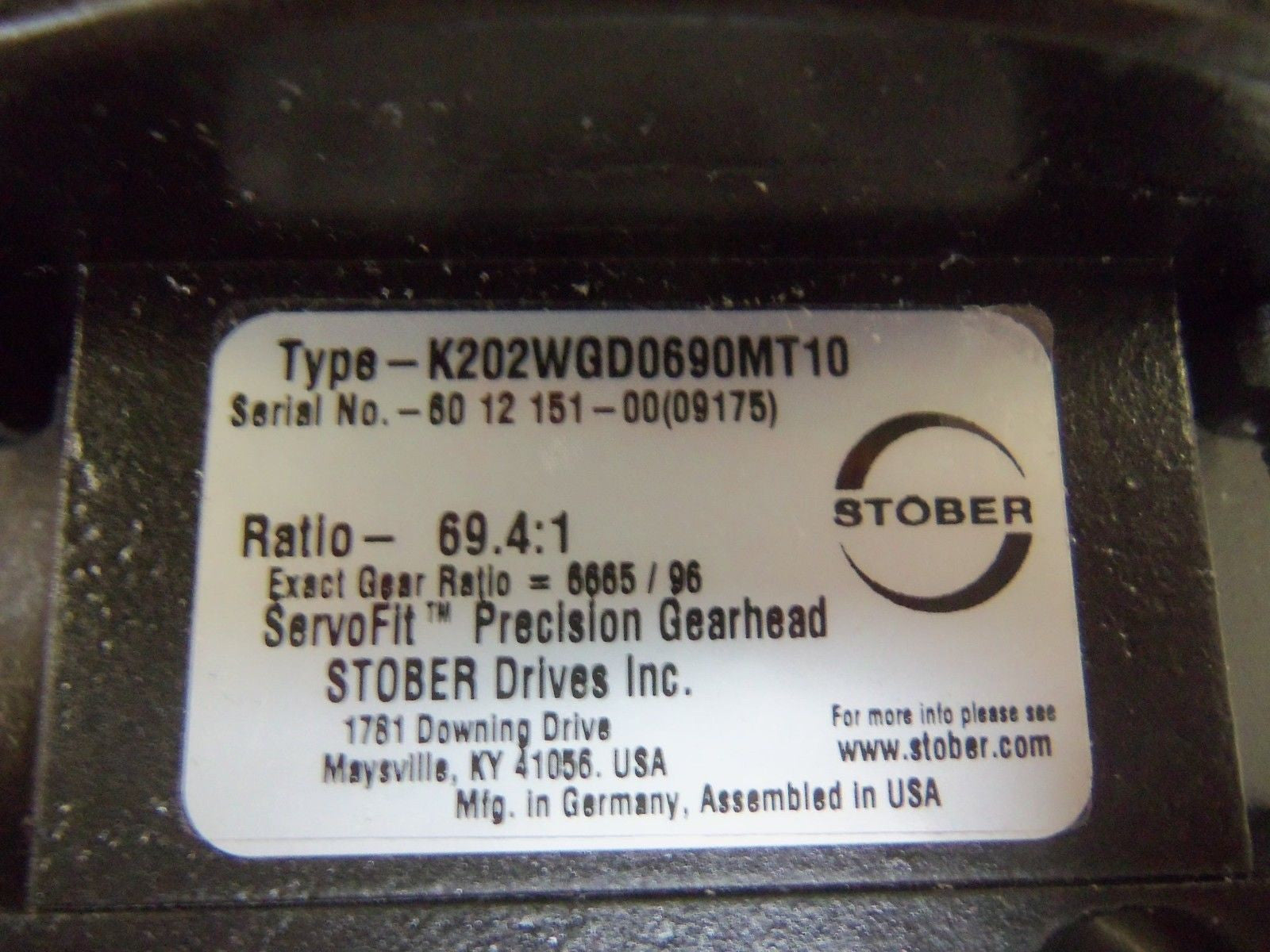 STOBER K202WGD0690MT10 GEAR HEAD *NEW IN BOX*