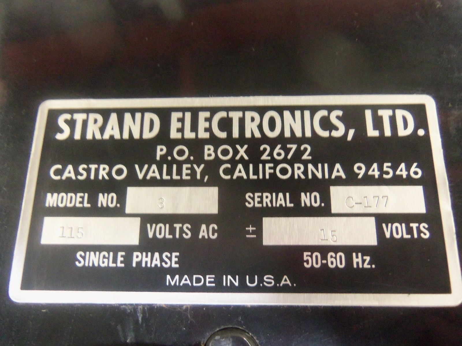 STRAND ELECTRONICS 3 FILM WEIGHT GAUGE  0-00 MILLIGRAMS PER SQ. IN. *USED*