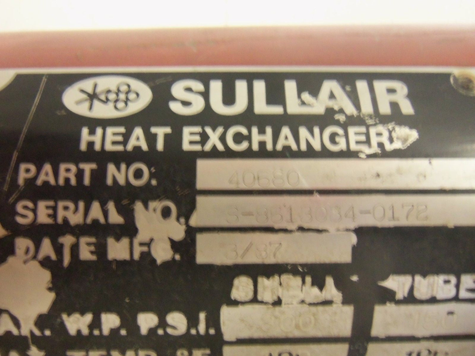 SULLAIR 40680 HEAT EXCHANGER *USED*