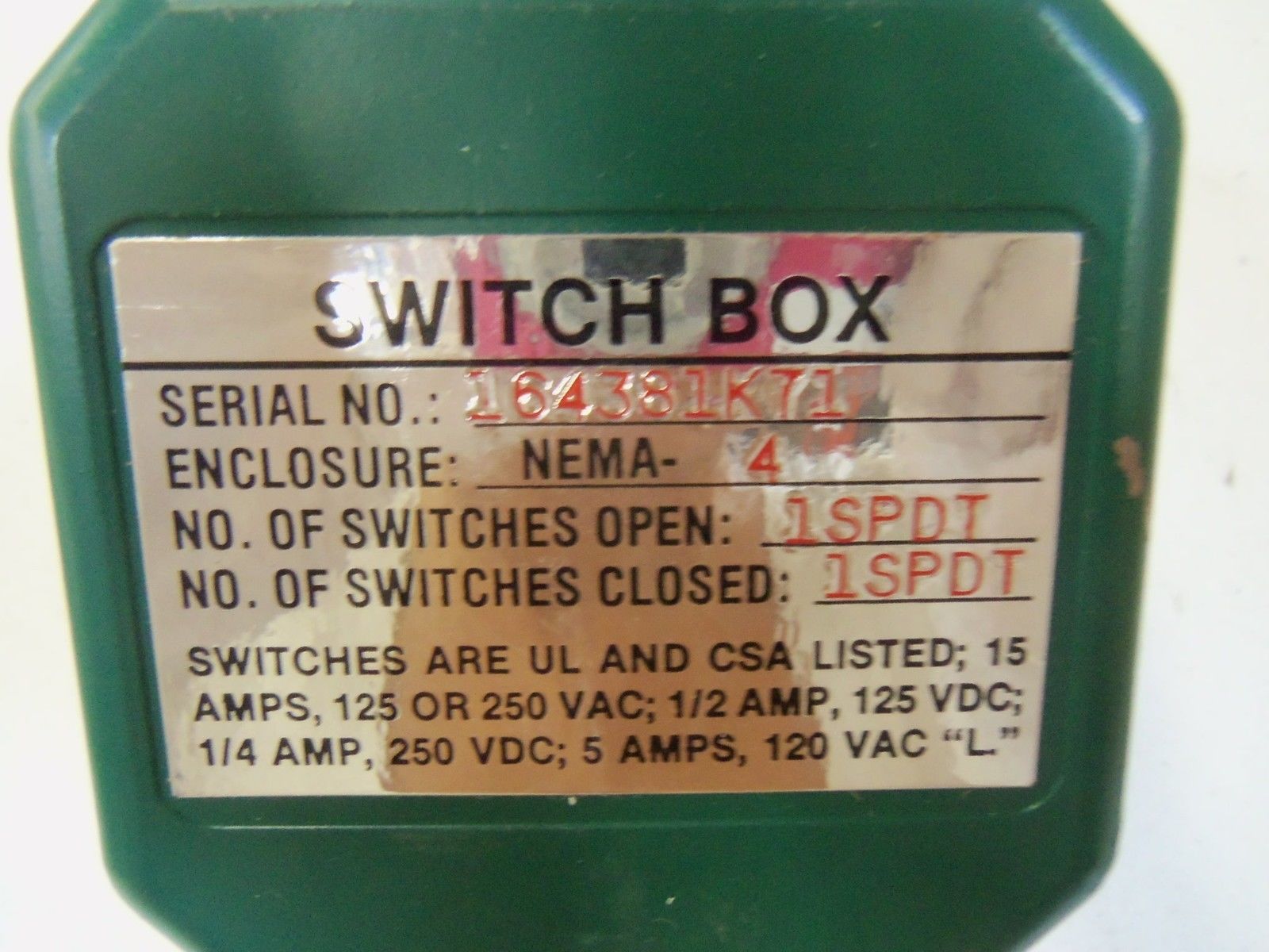 SWITCH BOX 164381K71 *NEW NO BOX*
