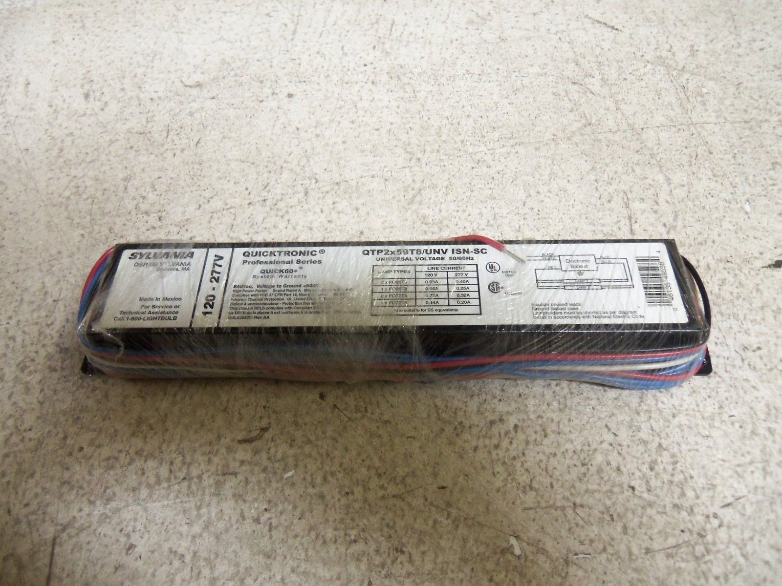 SYLVANIA QTP2x59T8/UNVISN-SC BALLAST *NEW NO BOX*