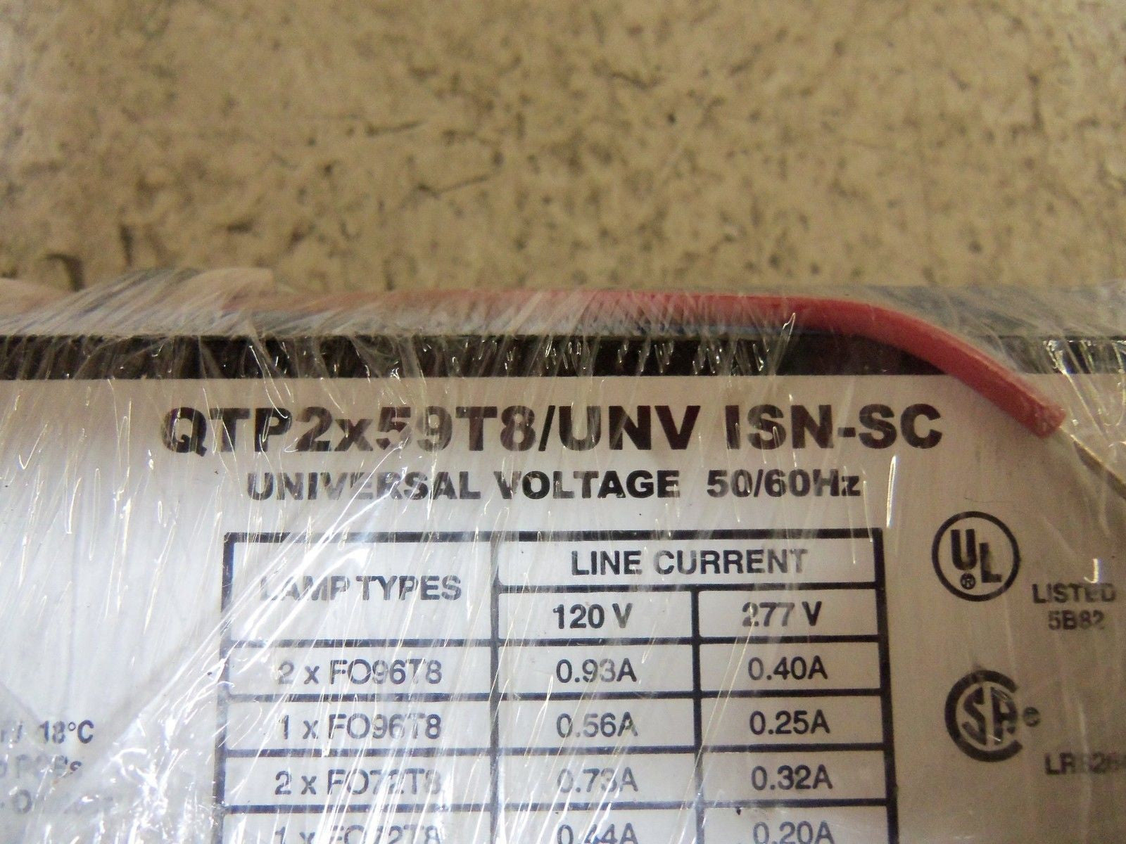 SYLVANIA QTP2x59T8/UNVISN-SC BALLAST *NEW NO BOX*