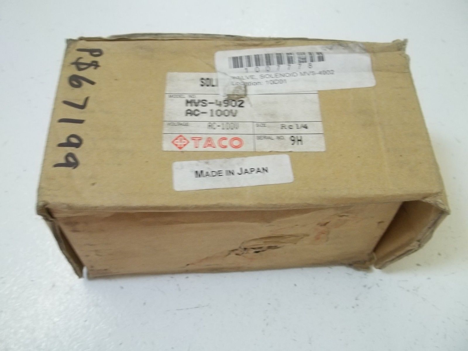 TACO MVS-4902 AC-100V SOLENOID VALVE *NEW IN BOX*