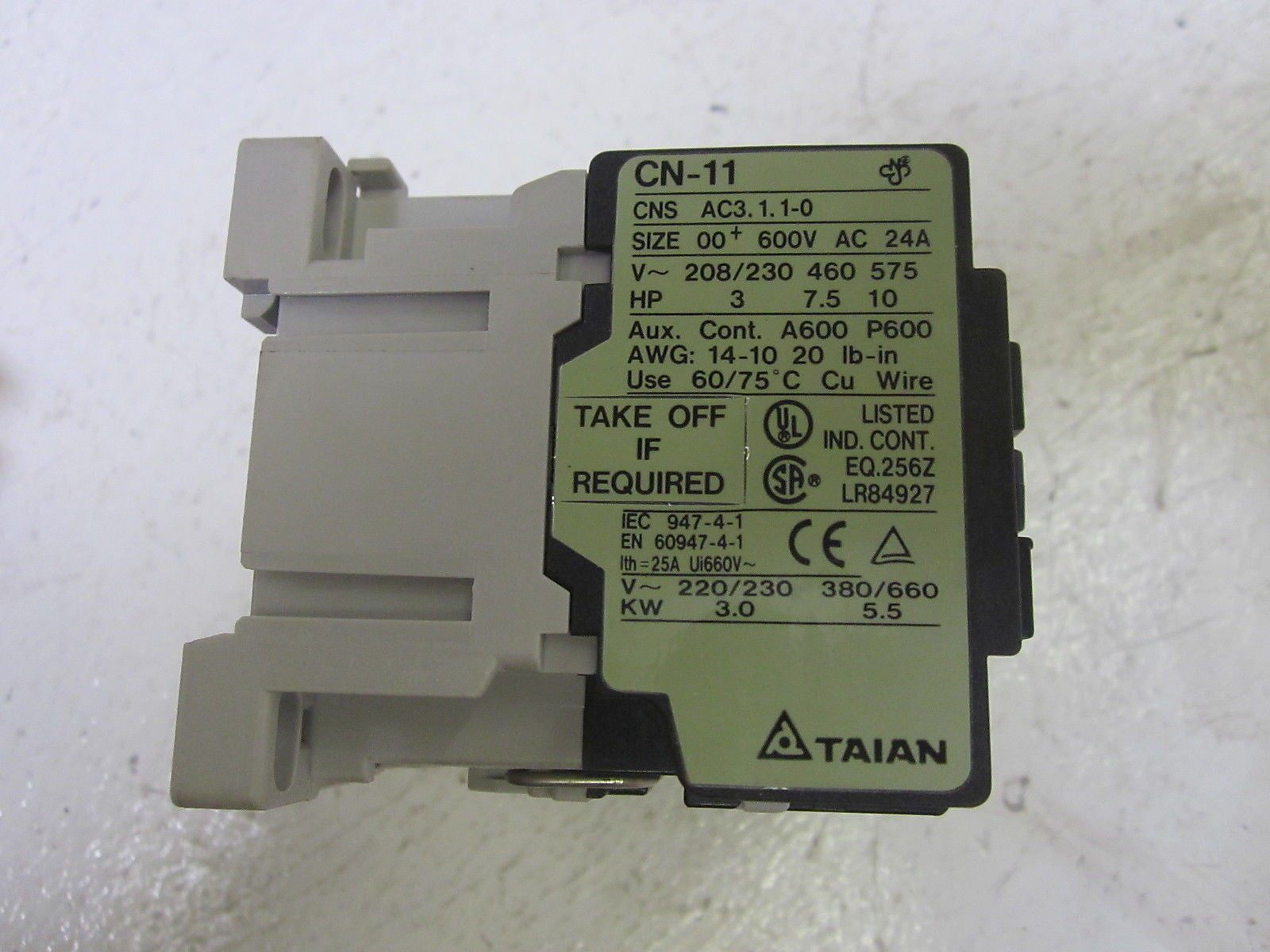 TAIAN ELECTRIC CO. CNL-11 CONTACTOR 110V *NEW IN BOX*