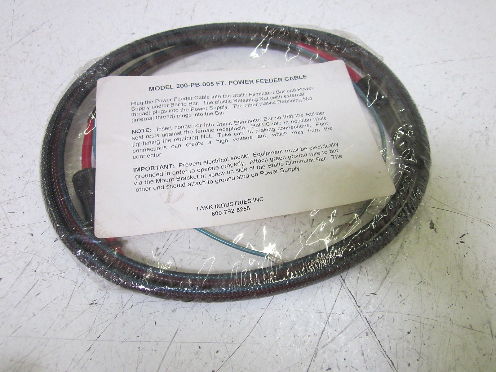 TAKK IND. 200-PB-005 FT. POWER FEEDER CABLE *NEW IN FACTORY BAG*