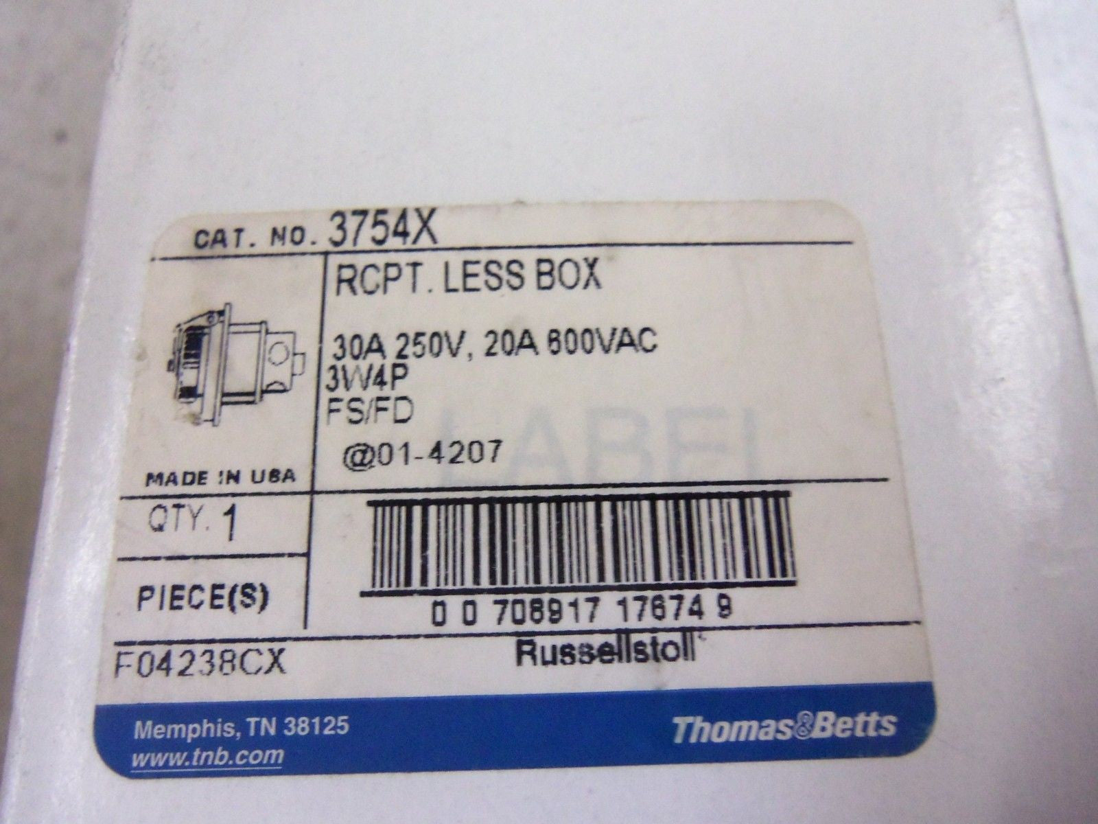 THOMAS & BETTS RUSSELLSTOLL 3754X RECEPTACLE LESS BOX *NEW IN BOX*