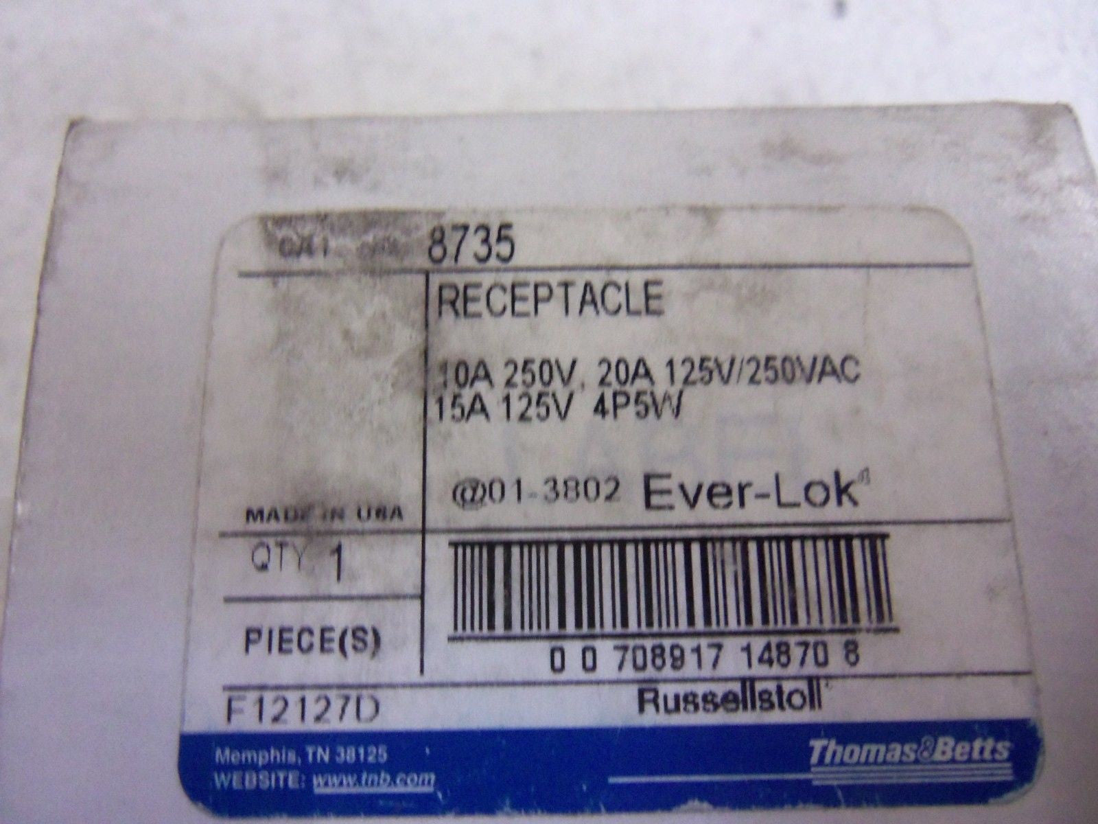 THOMAS & BETTS 8735 RECEPTACLE *NEW IN BOX*