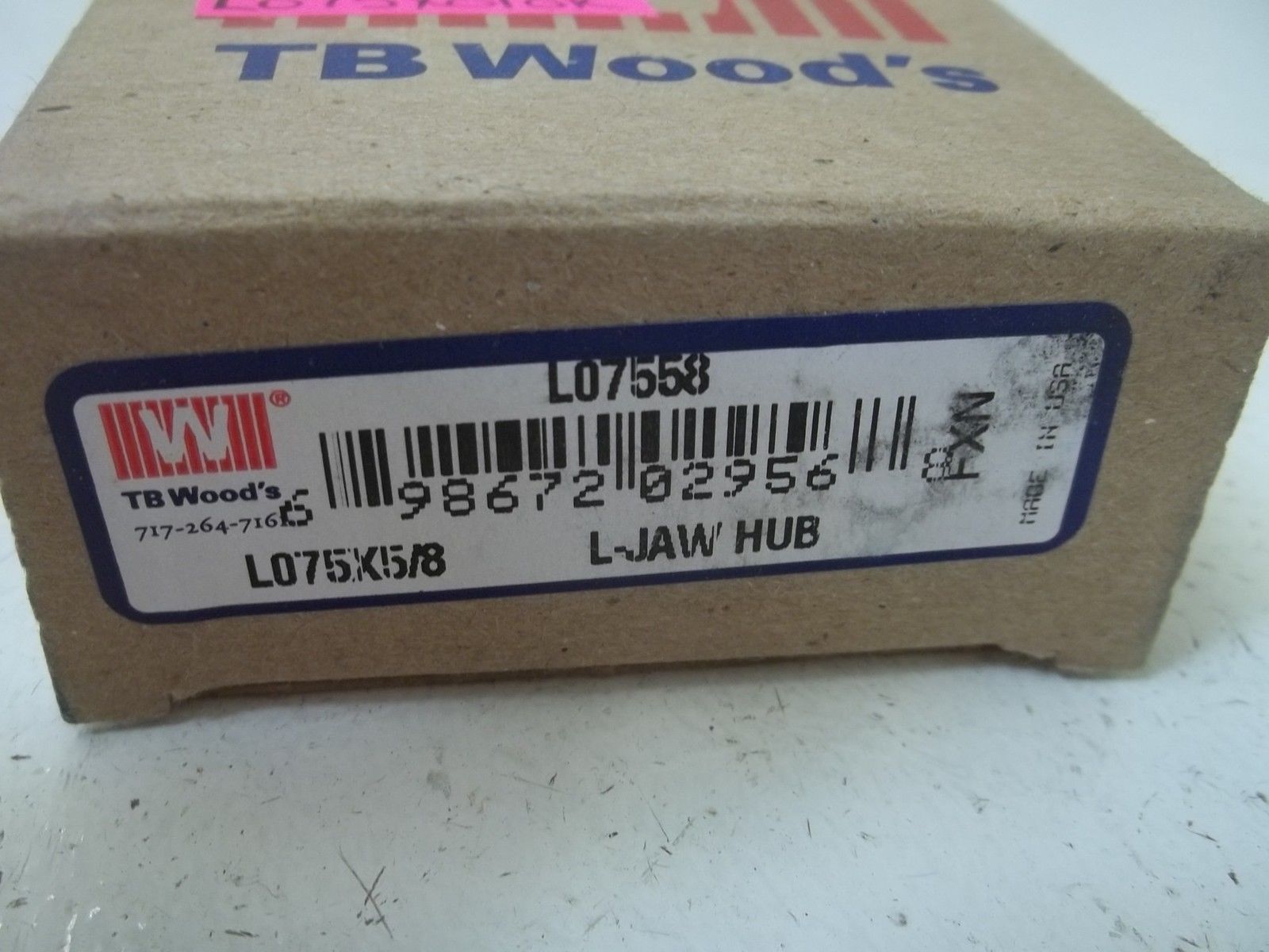 TBWOODS L07558 L-JAW HUB 5/8" *NEW IN BOX*