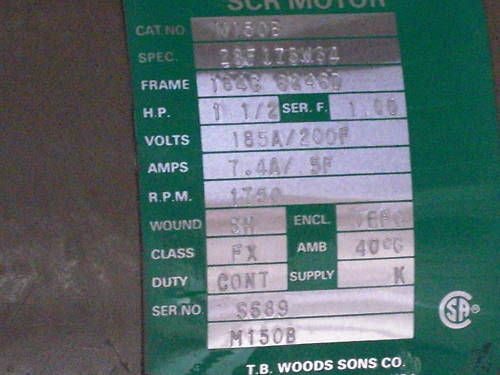 TB WOODS M150B SCR MOTOR 1.5 HP NSNP