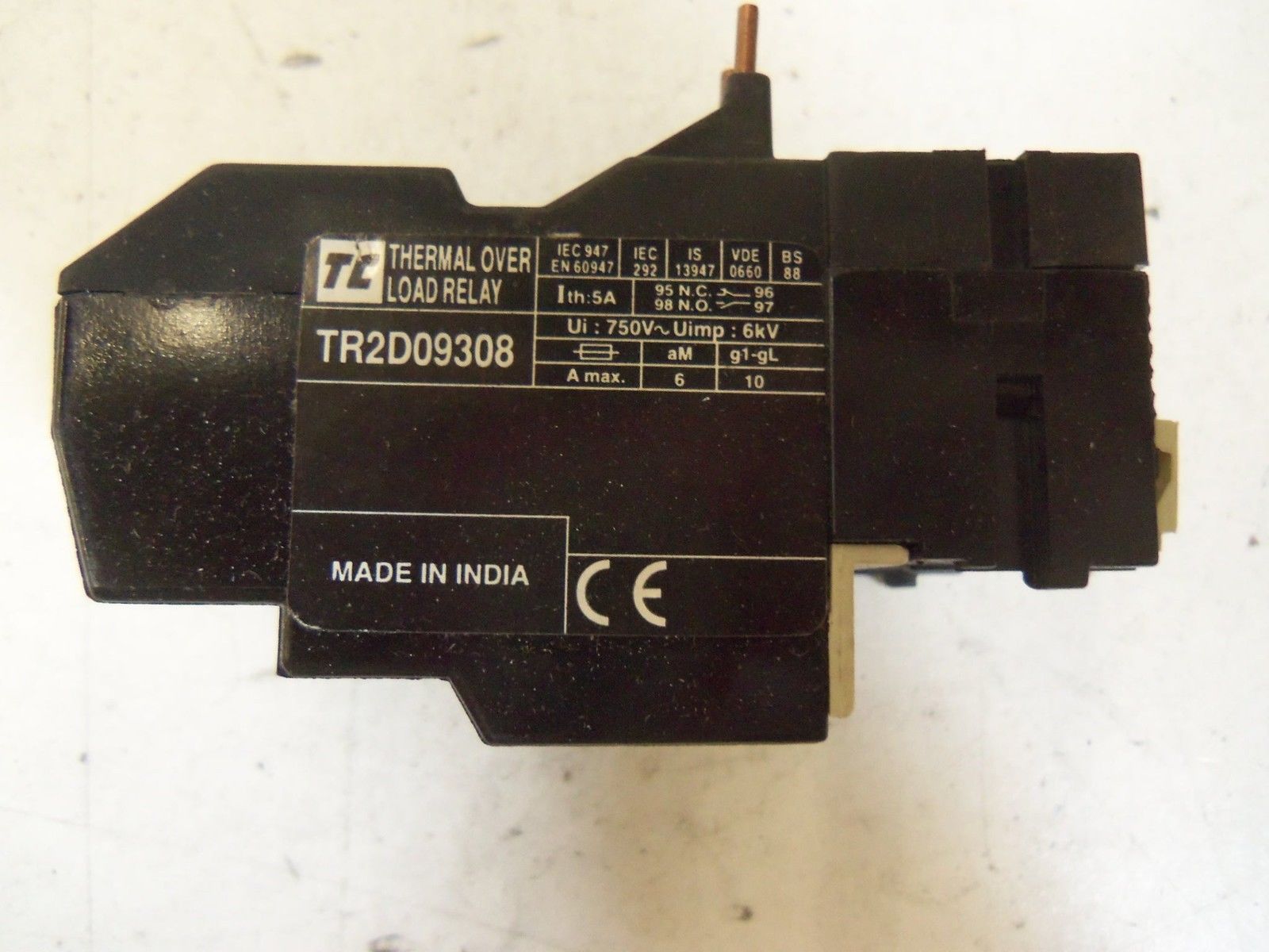 TC TR2D09308 THERMAL OVERLOAD RELAY *USED*