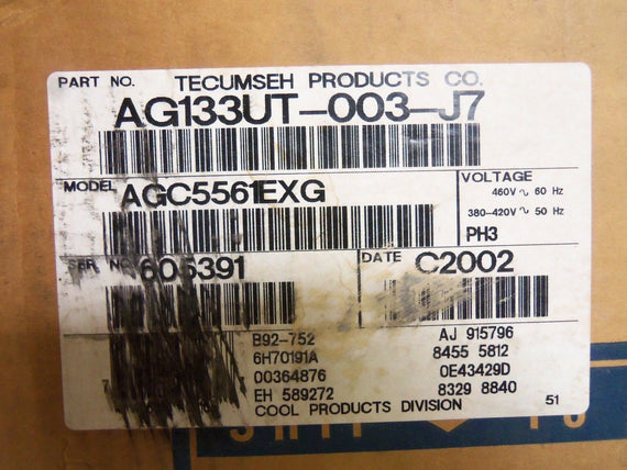 TECHUMSEH AG133UT-003-J7 COMPRESSOR *NEW IN BOX*