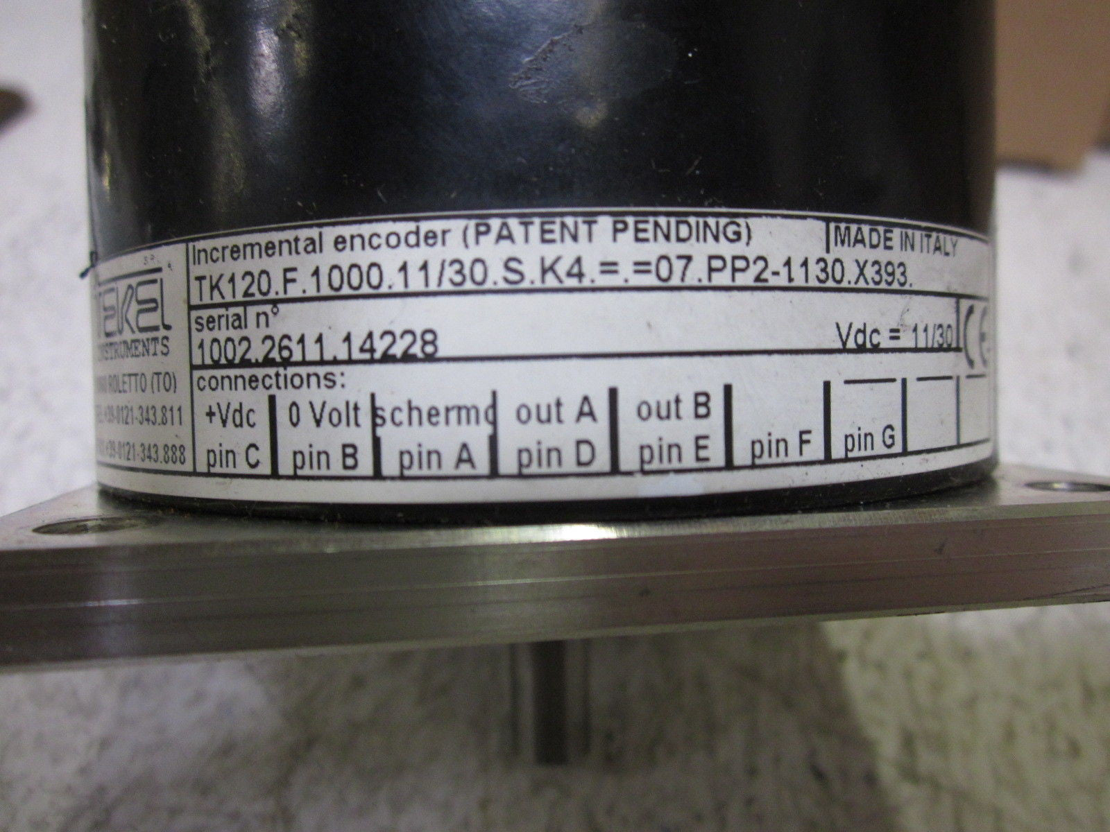 TEKEL INCREMENTAL ENCODER  TK.120.F.1000.12.CLB.PP.DF SENSORS *USED*