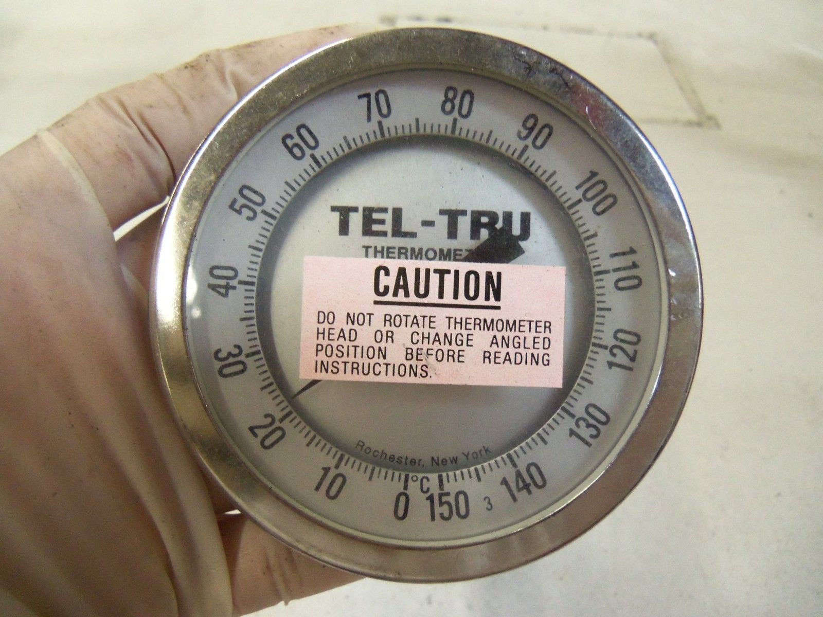 TEL-TRU THERMOMETER 0-150 C 4" STEM *USED*