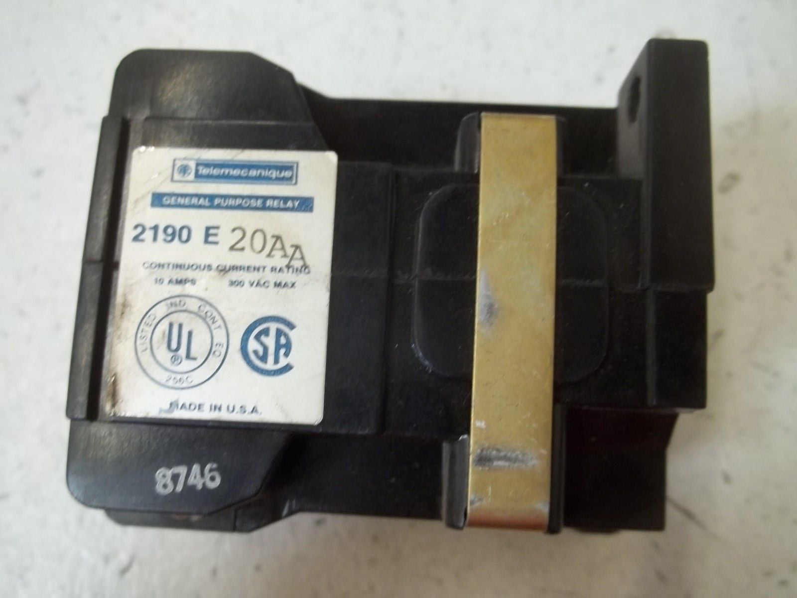TELEMECANIQUE 2190E20AA GENERAL PURPOSE RELAY *USED*