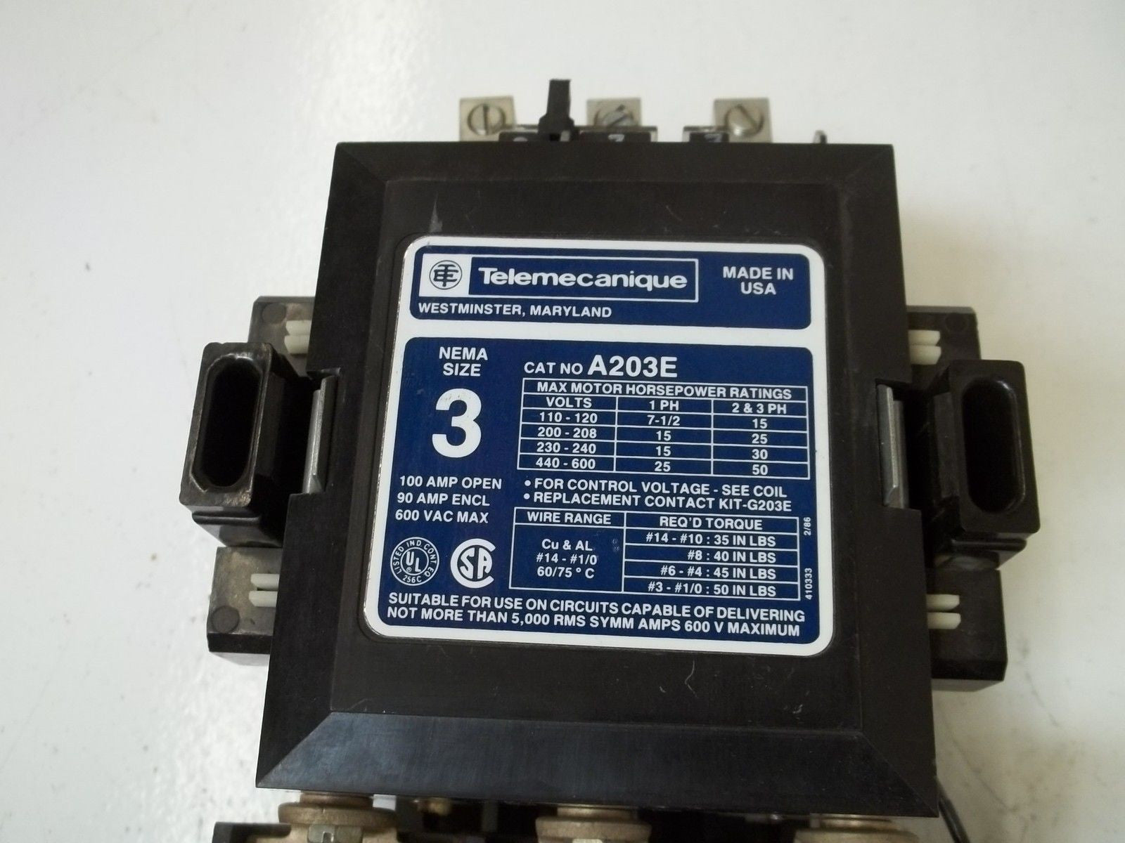 TELEMECANIQUE A203E *USED*