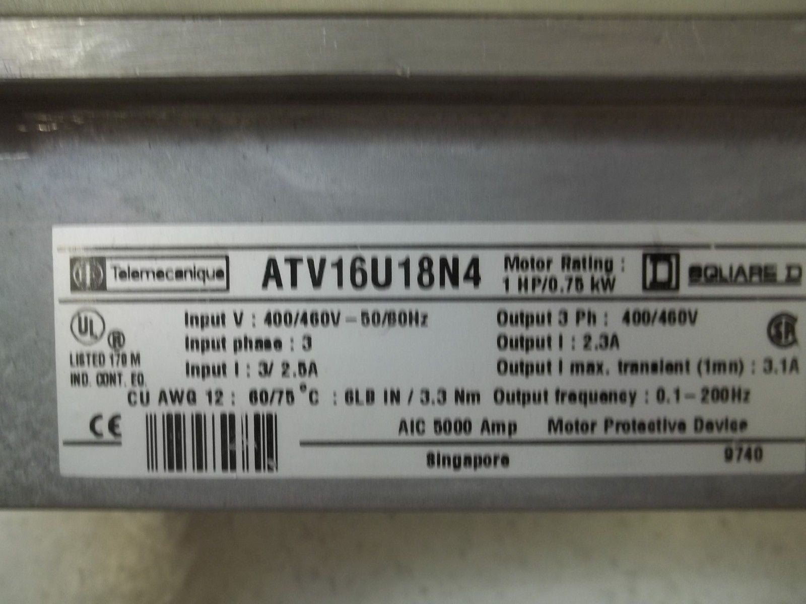 TELEMECANIQUE ATV16U18N4 AC DRIVE CONTROLLER *USED*