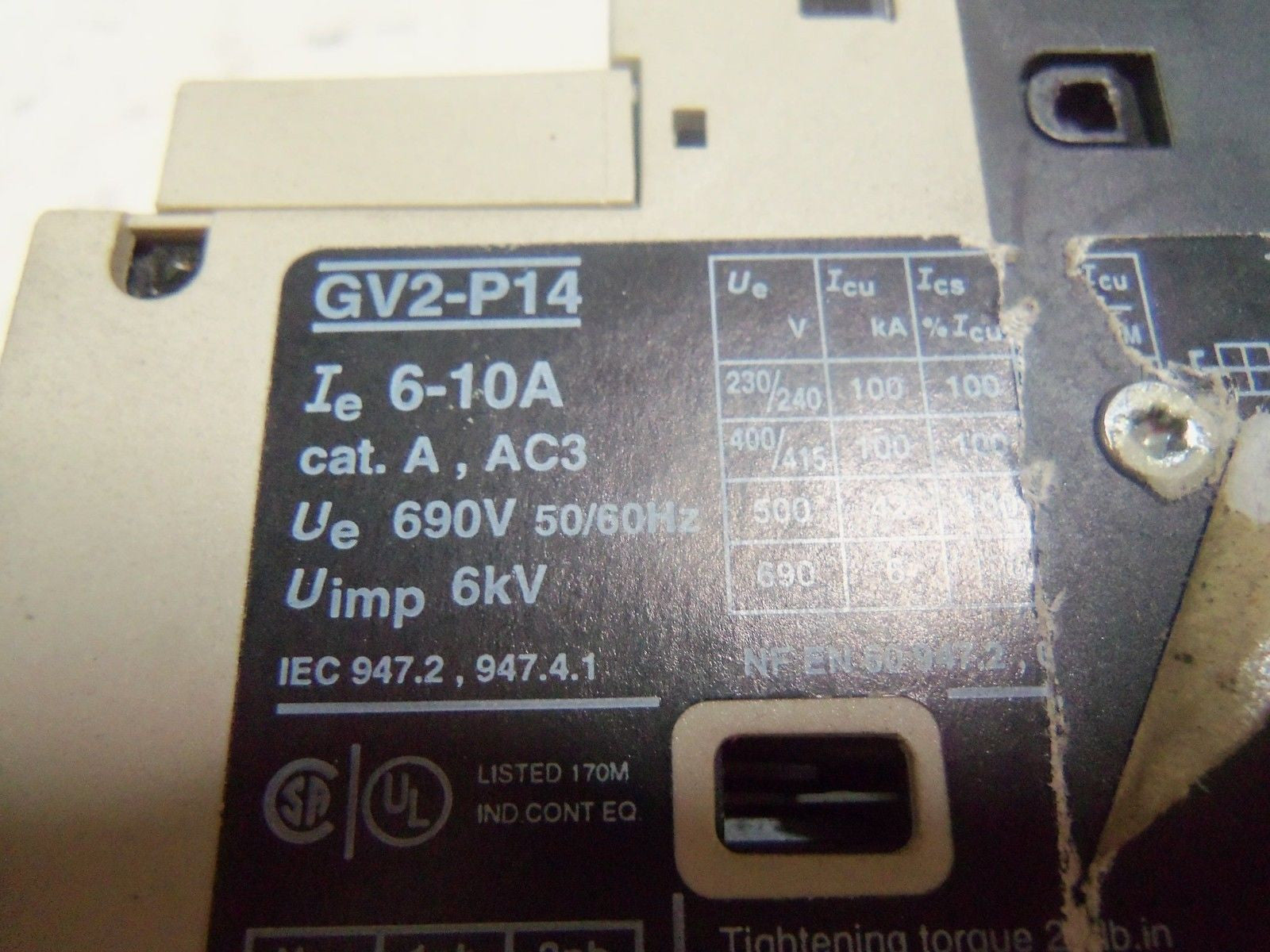 TELEMECANIQUE GV2-P14 MOTOR STARTER *USED*