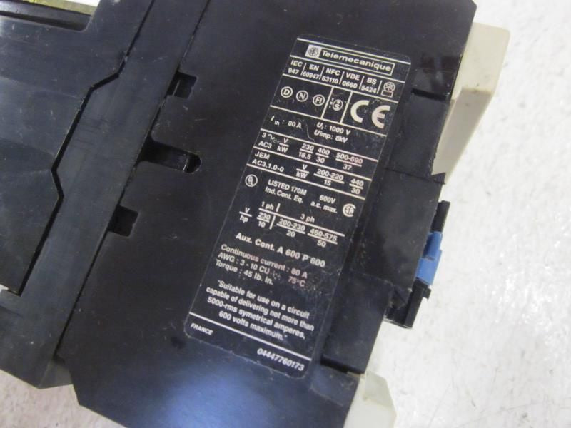 TELEMECANIQUE LP1 D6511 CONTACTOR 60A *USED*