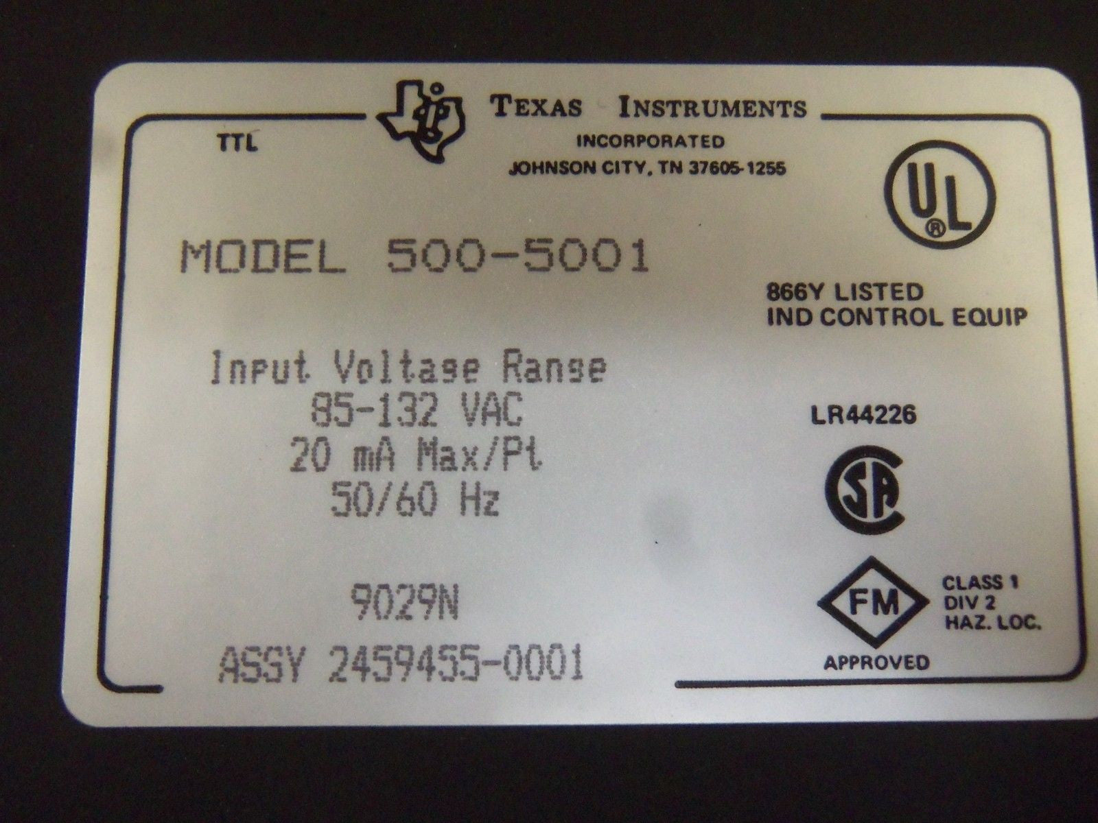 TEXAS INSTRUMENTS 500-5001 INPUT MODULE *NEW IN BOX*