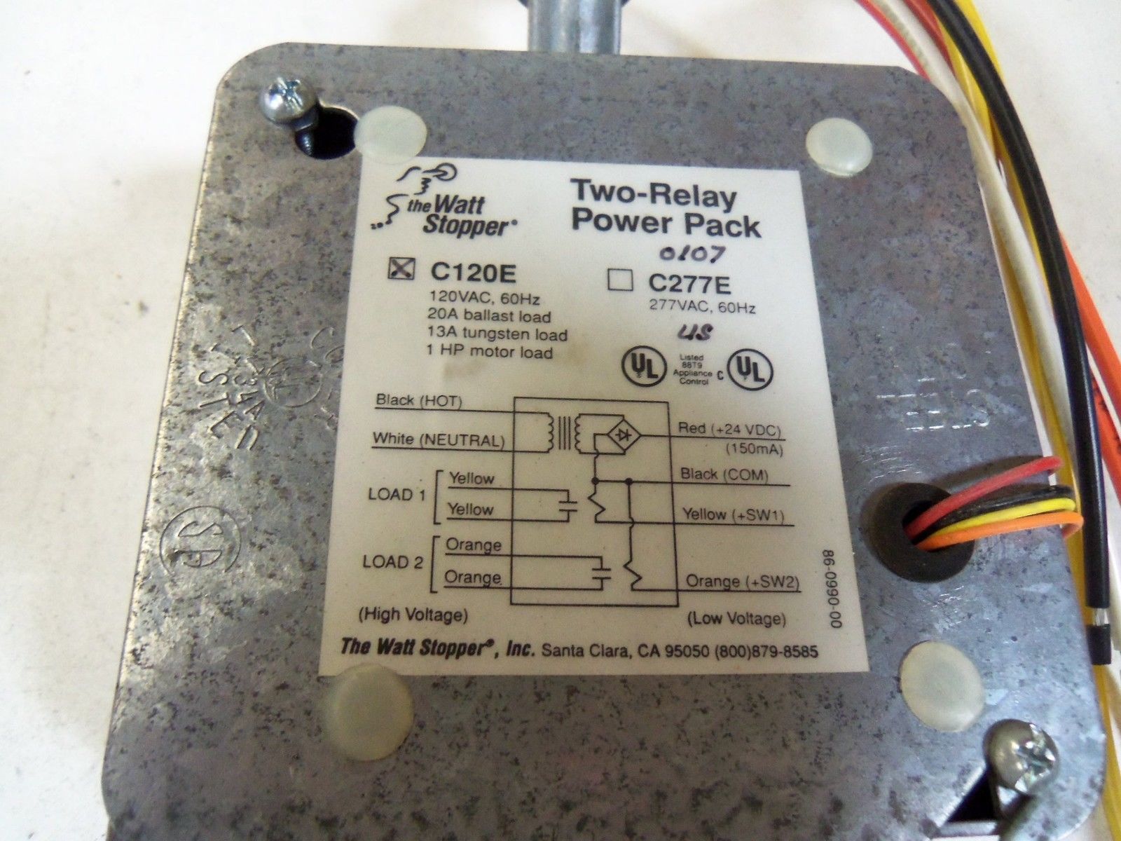 THE WATT STOPPER TWO-RELAY POWER PACK C120E *NEW NO BOX*
