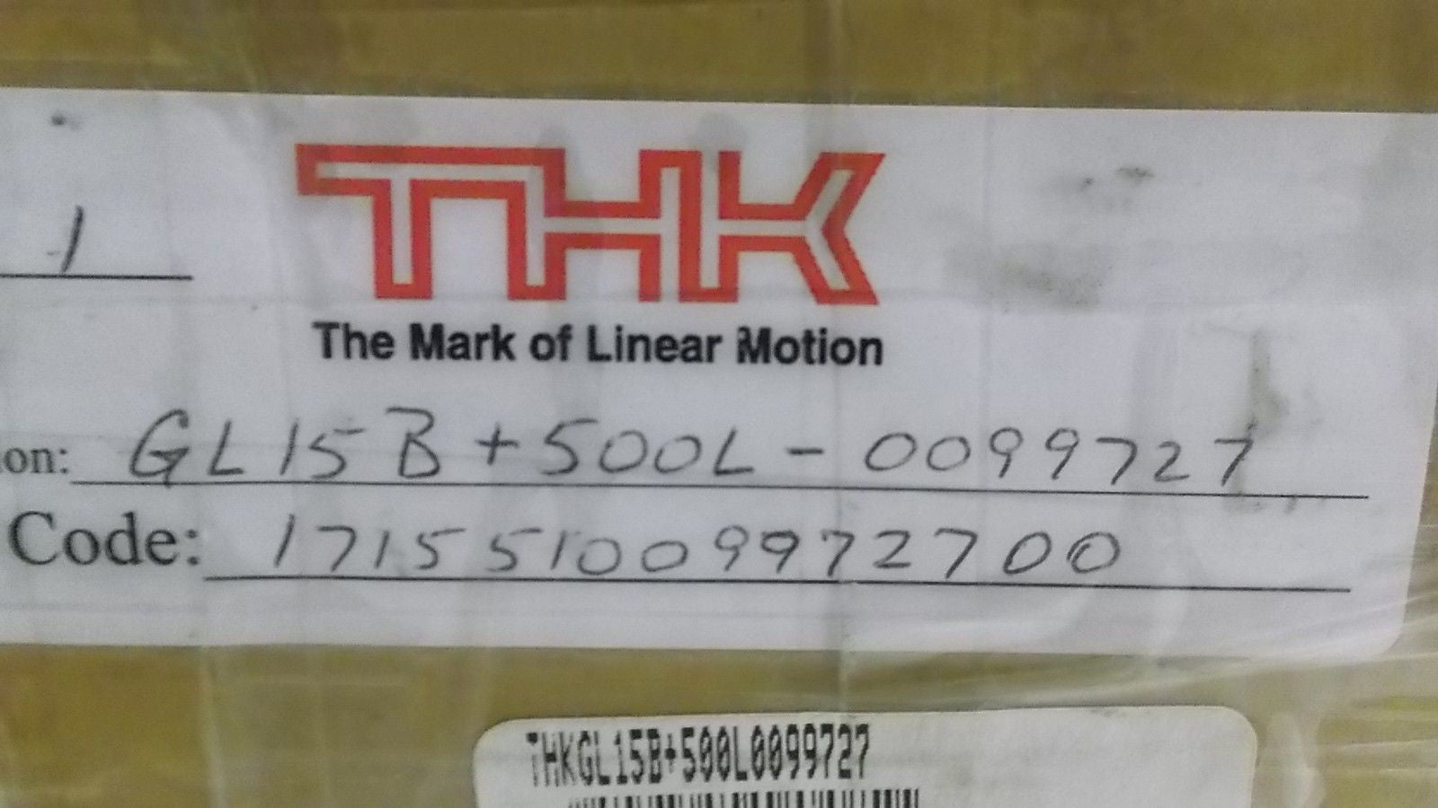 THK GL15B+500L-0099727 ACTUATOR RAIL *NEW IN BOX*