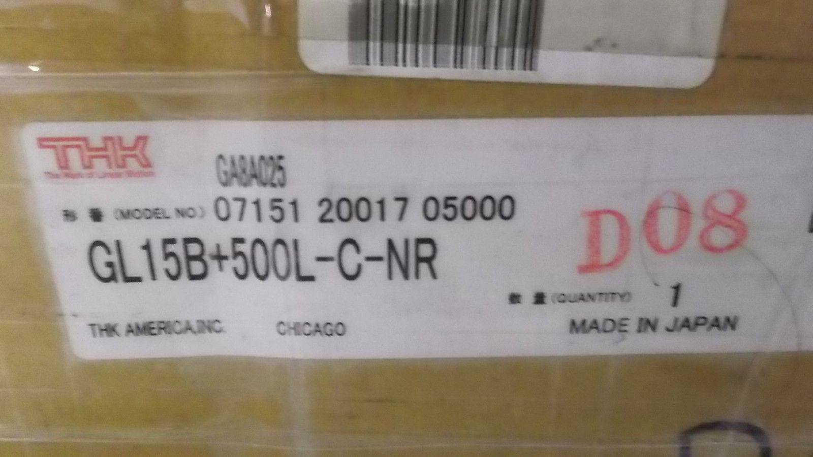 THK GL15B+500L-C-NR ACTUATOR RAIL *NEW IN BOX*
