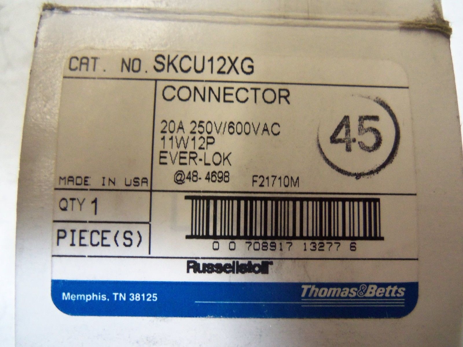 THOMAS & BETTS CONNECTOR SKCU12XG *NEW IN BOX*