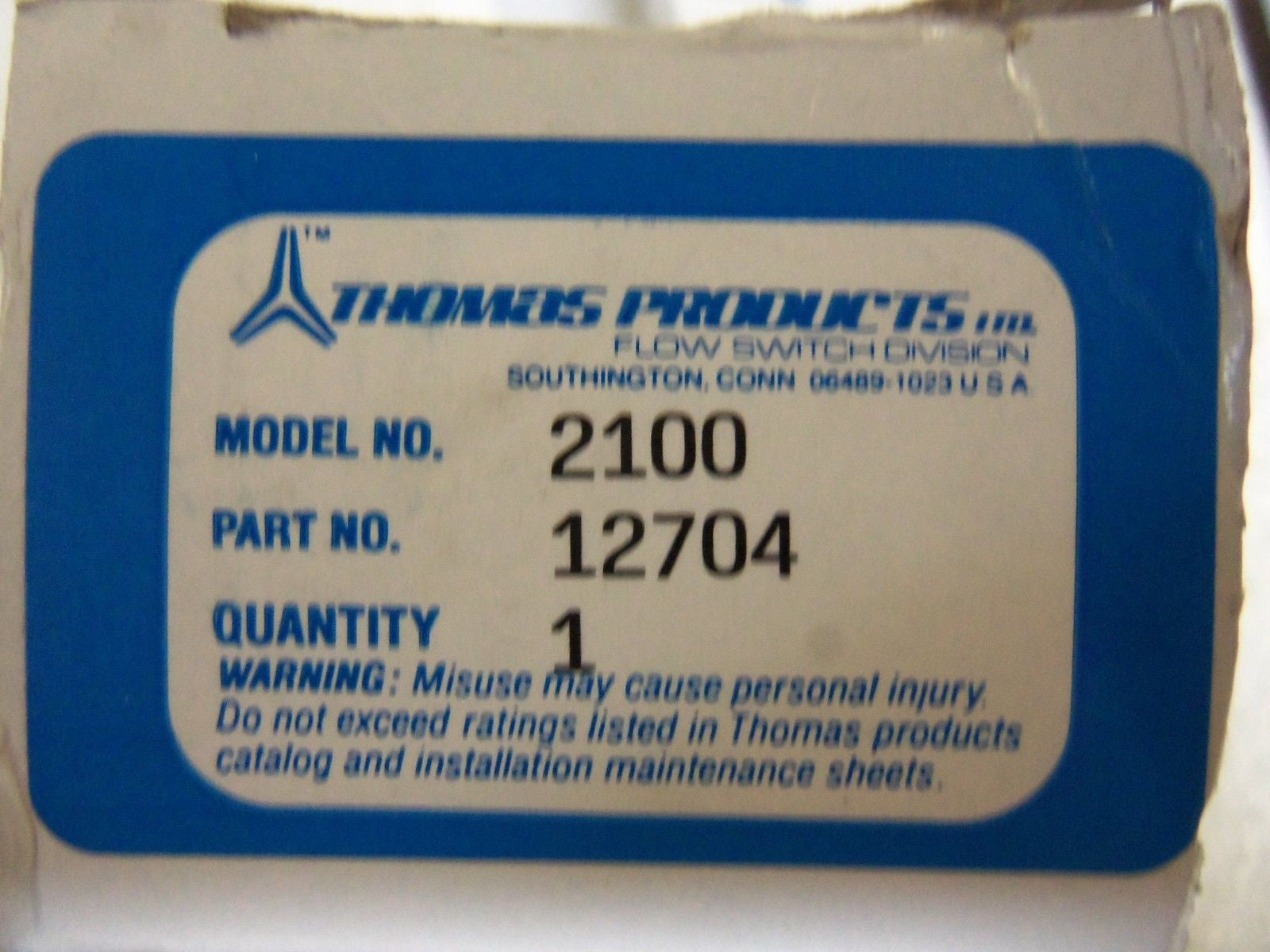 THOMAS PRODUCTS 2100 FLOW SWITCH *NEW IN BOX*