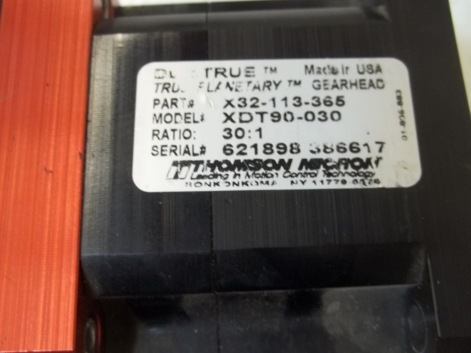 THOMSON MICRON XDT90-030 GEARHEAD X32-133-365 *USED*