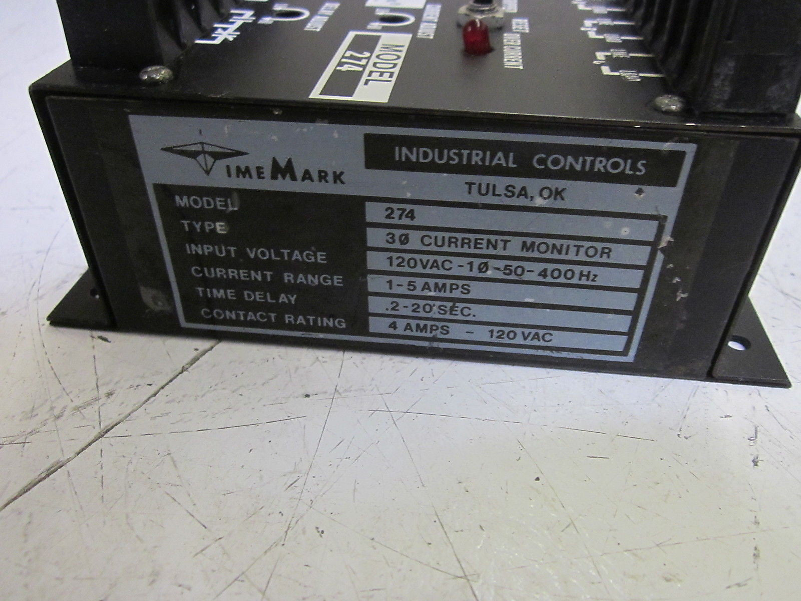TIMEMARK CORP. 274  INDUSTRIAL CONTROL 30 CURRENT MONITOR 120V *USED*