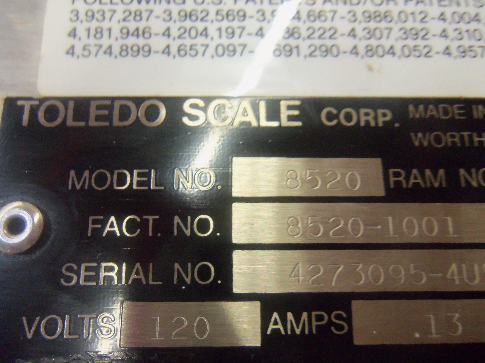 TOLEDO SCALE 8520 *USED*
