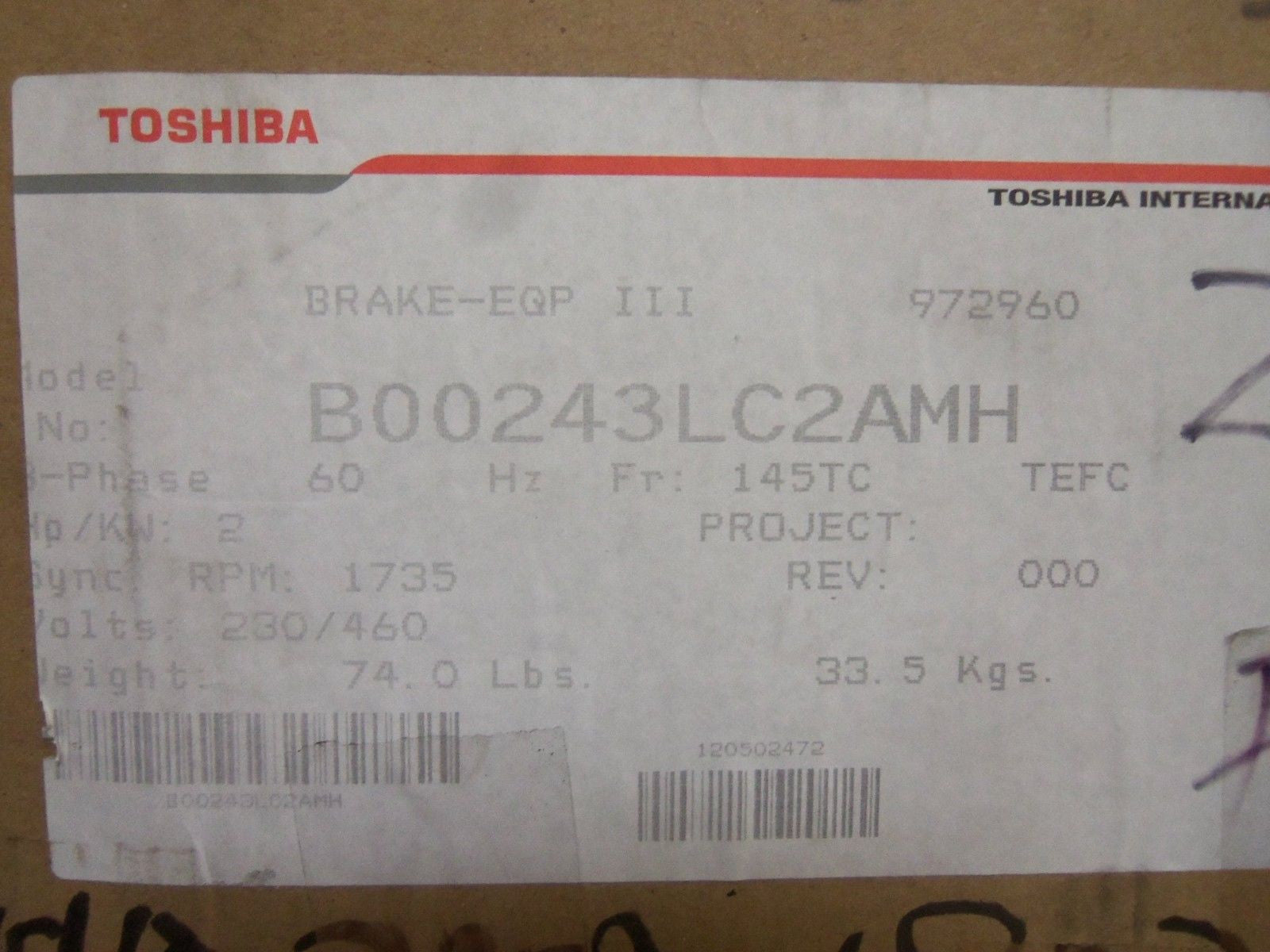 TOSHIBA B00243LC2AMH MOTOR *NEW IN BOX*