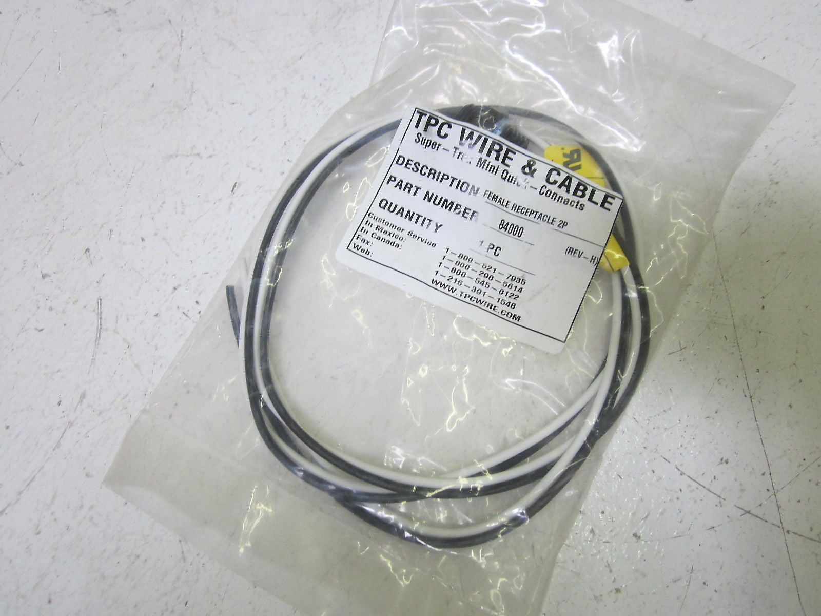 TPC- WIRE & CABLE 84000 REV.H FEMALE RECEP. 2P *NEW IN A FACTORY BAG*